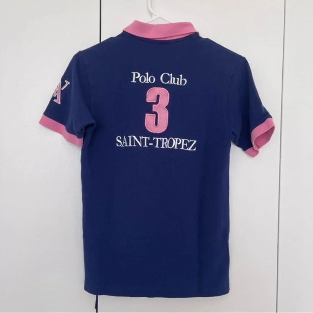 Polo shirt top XS Vicomte A short sleeves Collection Saint Tropez blue - Picture 5 of 6